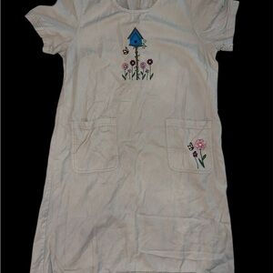 Blair Shirt Dress Womens Size Small Beige Floral Grannycore Embroidery Pockets